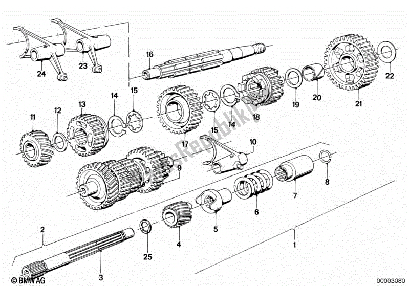 Alle onderdelen voor de Onderdelen Voor Sportversnellingsbak Met 5 Versnellingen van de BMW R 100 RS 1000 1976 - 1984