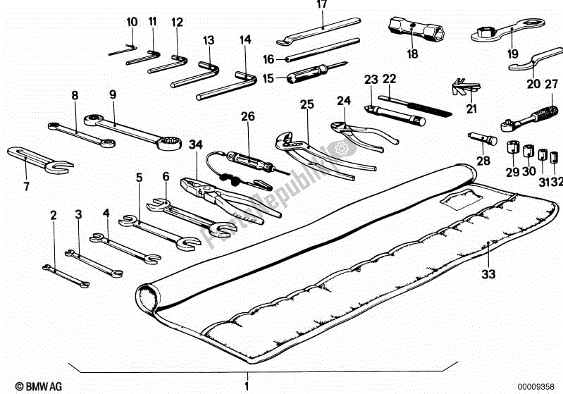 Alle onderdelen voor de Autogereedschap, Aanvullende Set van de BMW R 100 RS 1000 1976 - 1984