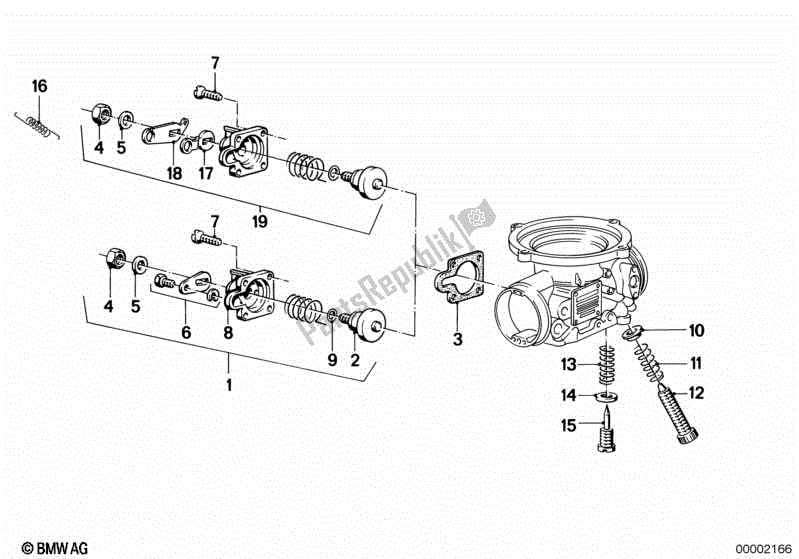 Alle onderdelen voor de Carburateur-choke-lichaam van de BMW R 100 RS 1000 1976 - 1984