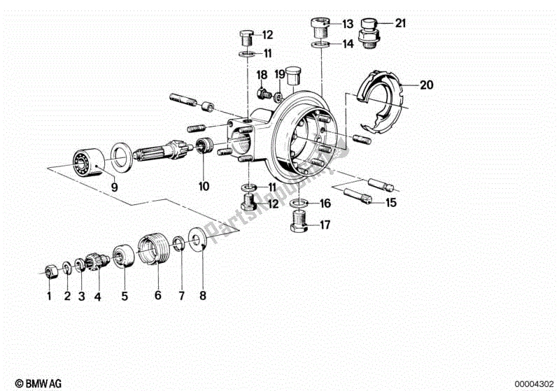 Alle onderdelen voor de Differentieel-kegelwiel Inst. Onderdelen van de BMW R 100 RS 1000 1976 - 1984