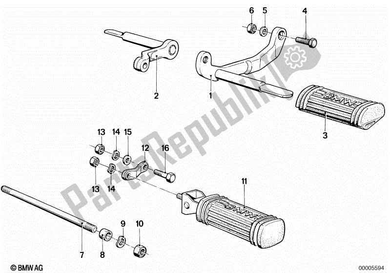 Alle onderdelen voor de Voetensteun van de BMW R 100 RS 1000 1976 - 1984