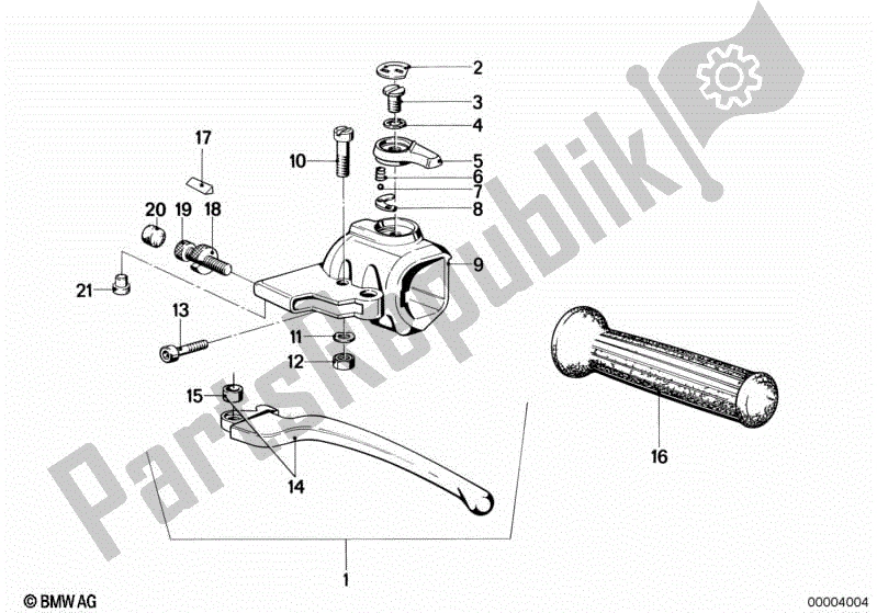 Alle onderdelen voor de Handvat Unit Links van de BMW R 100 RS 1000 1976 - 1984