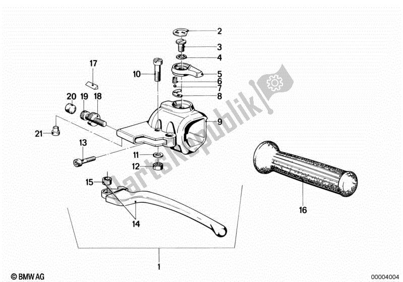 Alle onderdelen voor de Handvat Unit Links van de BMW R 100 RS 1000 1976 - 1984