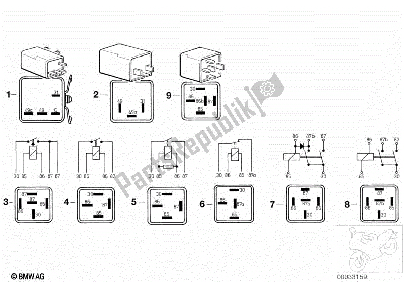 Alle onderdelen voor de Relais van de BMW R 100 RS 1000 1976 - 1984