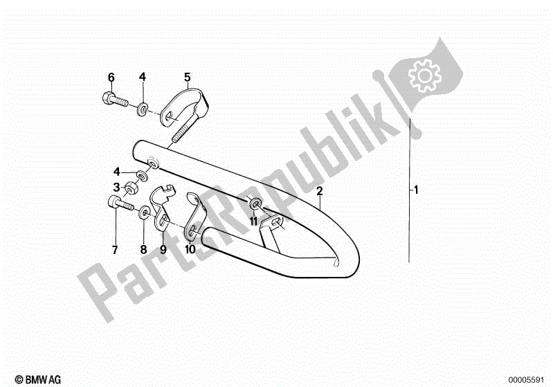 Alle onderdelen voor de Veiligheidsbalk van de BMW R 100 RS 1000 1976 - 1984