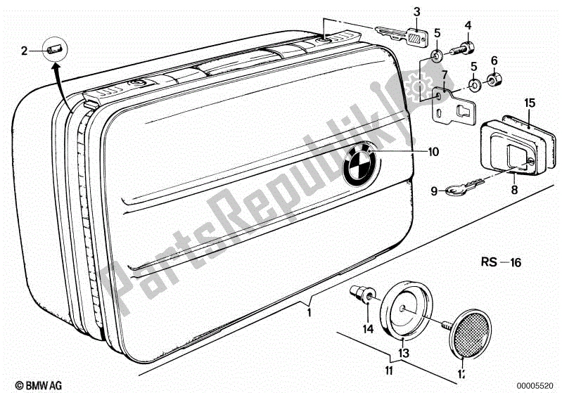 Alle onderdelen voor de Motocase Instellen van de BMW R 100 RS 1000 1976 - 1984