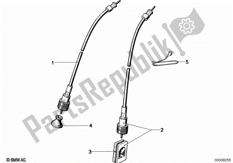 Alle onderdelen voor de Snelheidsmeter As / Toerenteller As van de BMW R 100 RS 1000 1976 - 1984