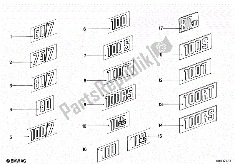 Alle onderdelen voor de Sticker van de BMW R 100 RS 1000 1976 - 1984