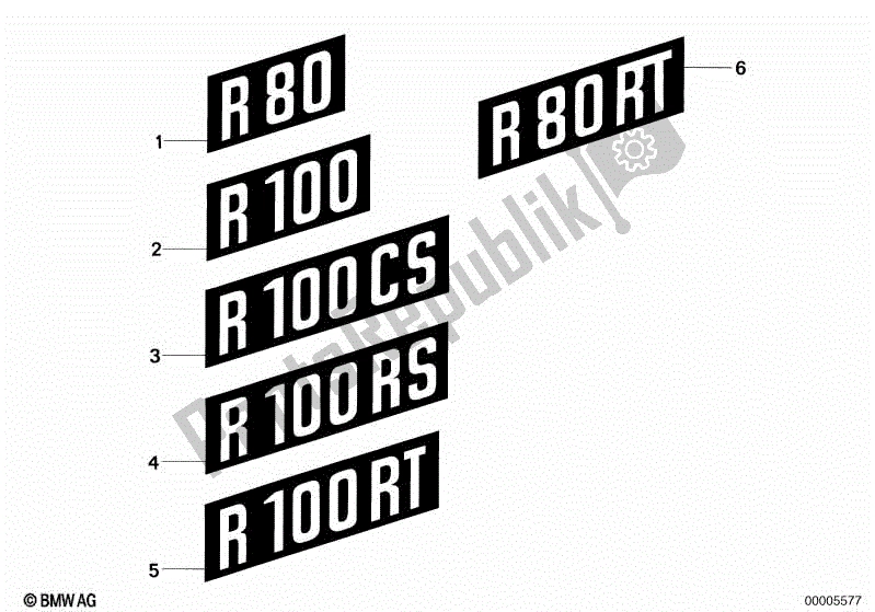 Alle onderdelen voor de Sticker van de BMW R 100 RS 1000 1976 - 1984