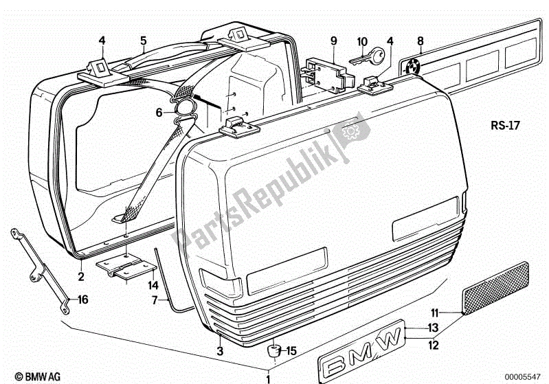 Alle onderdelen voor de Touring Koffer van de BMW R 100 RS 1000 1976 - 1984