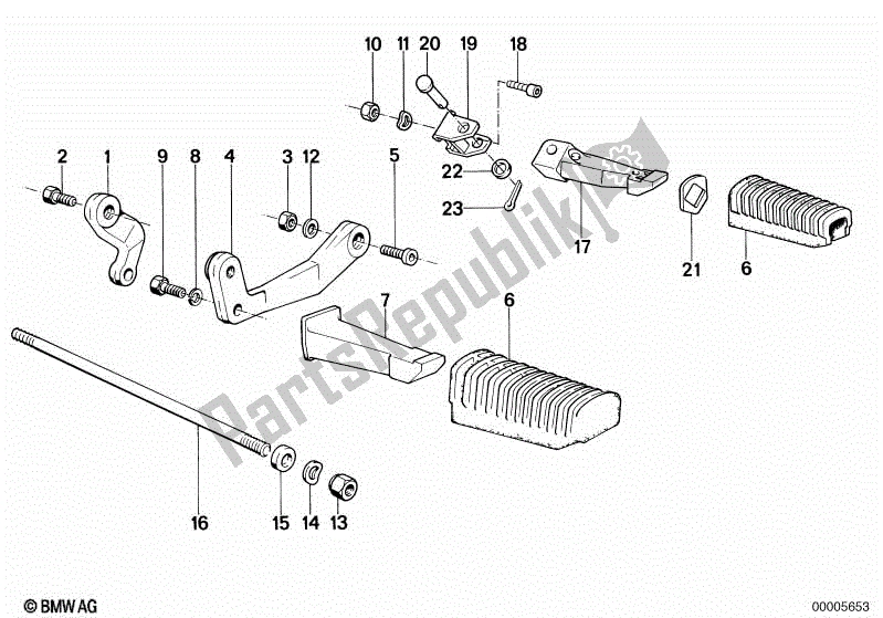 Alle onderdelen voor de Voetensteun van de BMW R 100 RS 1000 1987 - 1989