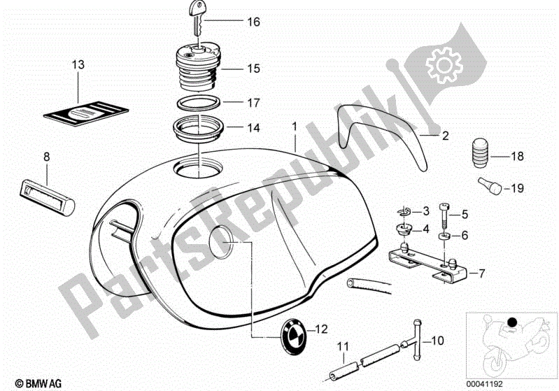 Alle onderdelen voor de Benzinetank van de BMW R 100 RS 1000 1987 - 1989