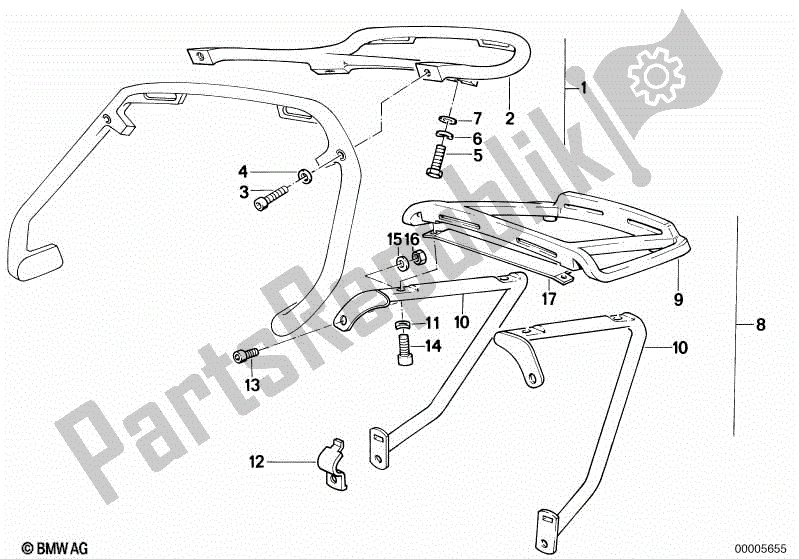 Alle onderdelen voor de Set Bagagedrager van de BMW R 100 RS 1000 1987 - 1989