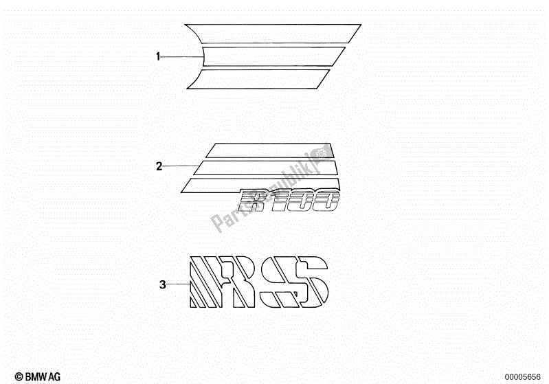 Alle onderdelen voor de Sticker / 634 Perlmutt van de BMW R 100 RS 1000 1987 - 1989