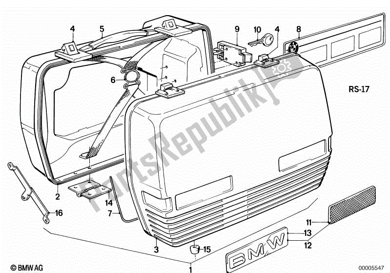 Alle onderdelen voor de Touring Koffer van de BMW R 100 RS 1000 1987 - 1989