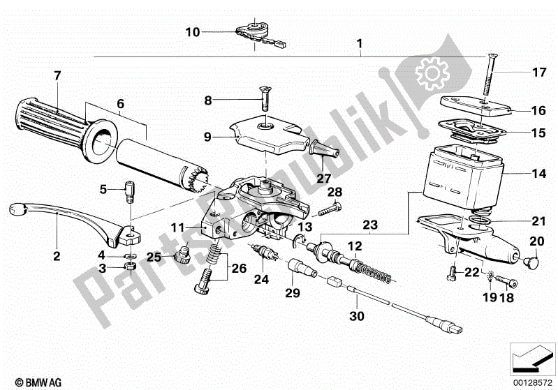 Toutes les pièces pour le Unité De Poignée, Droite du BMW R 100 RT 1000 1978 - 1984