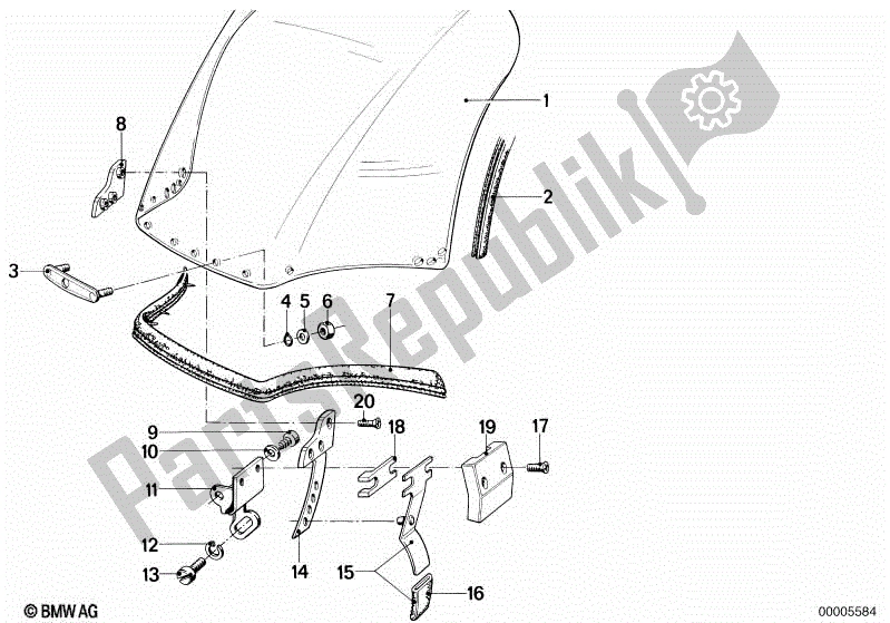 Toutes les pièces pour le Pare-brise du BMW R 100 RT 1000 1978 - 1984