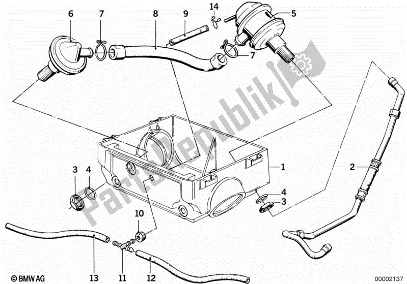 All parts for the Secondary Air System of the BMW R 100 RT 1000 1987 - 1995