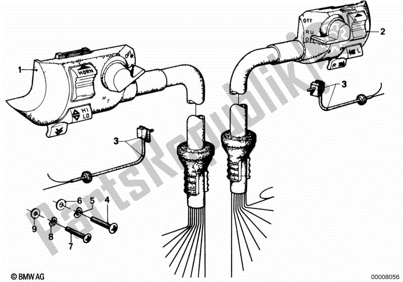 Toutes les pièces pour le Interrupteur Combiné Au Guidon du BMW R 100S 1000 1976 - 1980