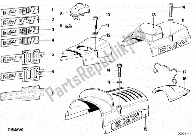 All parts for the Cover of the BMW R 100 /T 1000 1978 - 1984