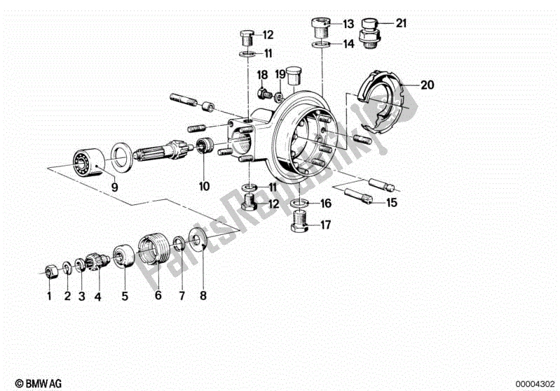Alle onderdelen voor de Differentieel-kegelwiel Inst. Onderdelen van de BMW R 100 /T 1000 1978 - 1984