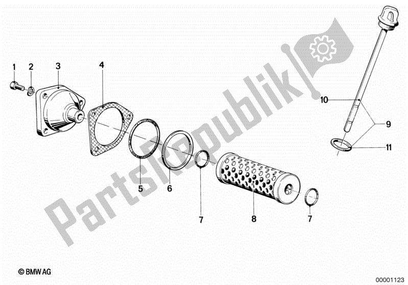 Alle onderdelen voor de Oliefilter, Peilstok van de BMW R 100 /T 1000 1978 - 1984