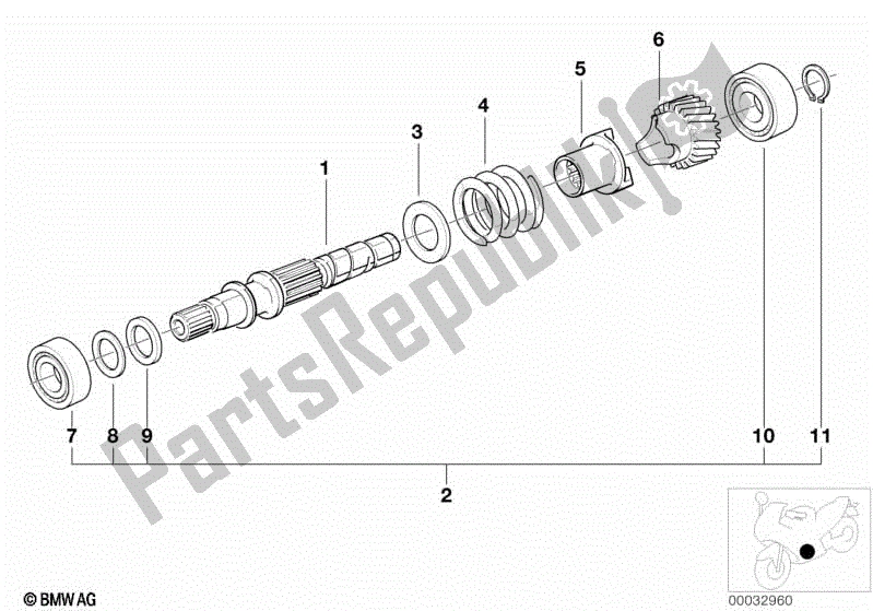 All parts for the 5-speed Trans. Drive Shaft M 93, M 94 of the BMW R 1100 GS 259 E 1994 - 2000