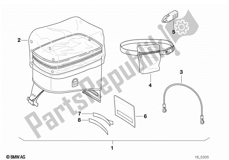 All parts for the Tank-top Bag F Plastic Tank of the BMW R 1100 GS 259 E 1994 - 2000