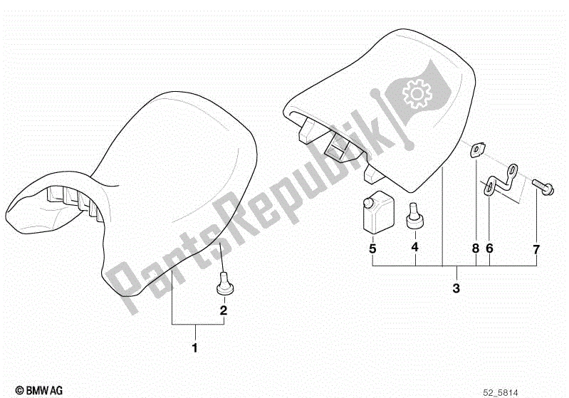 All parts for the Adjustable Bench Seat of the BMW R 1100 RT 259 T 1995 - 2001