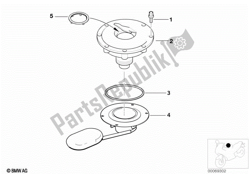 Alle onderdelen voor de Vuldop van de BMW R 1100 RT 259 T 1995 - 2001