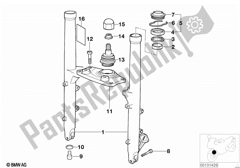 All parts for the Fork Slider/lower Fork Bridge of the BMW R 1100 RT 259 T 1995 - 2001