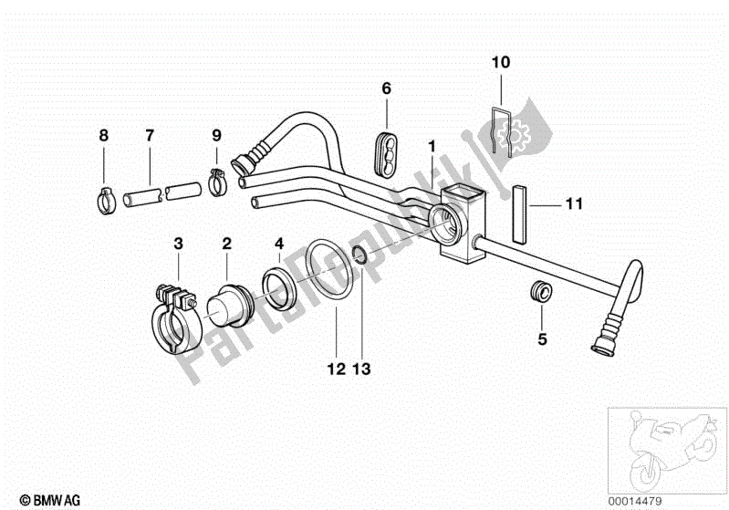 All parts for the Fuel Distributor/pressure Regulator of the BMW R 1100 RT 259 T 1995 - 2001