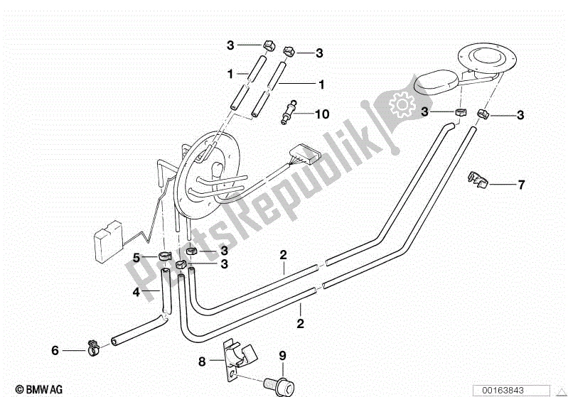 Alle onderdelen voor de Brandstoftank Ventilatie / Aanbouwdelen van de BMW R 1100 RT 259 T 1995 - 2001