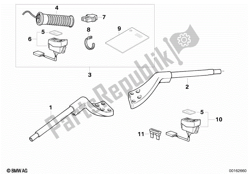 All parts for the Heated Handle/mounting Parts of the BMW R 1100 RT 259 T 1995 - 2001
