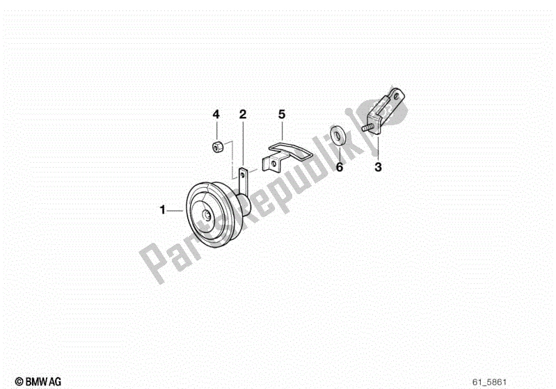 All parts for the Horn of the BMW R 1100 RT 259 T 1995 - 2001