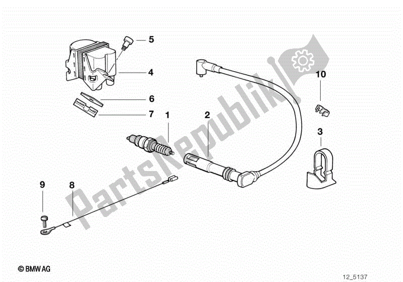 Alle onderdelen voor de Ontstekingssysteem-stekker / Stekker / Bobine van de BMW R 1100 RT 259 T 1995 - 2001