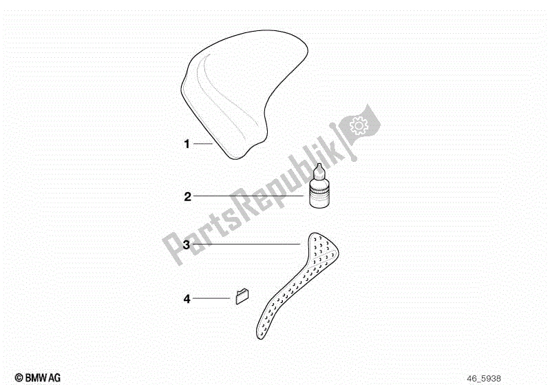 All parts for the Knee Pad/foot Pad of the BMW R 1100 RT 259 T 1995 - 2001