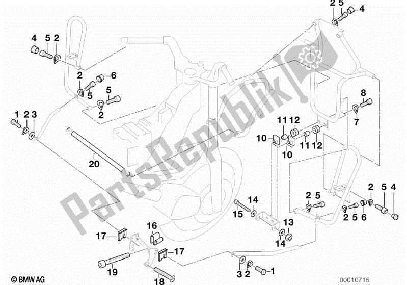 All parts for the Mounting Parts F Protection Bar of the BMW R 1100 RT 259 T 1995 - 2001
