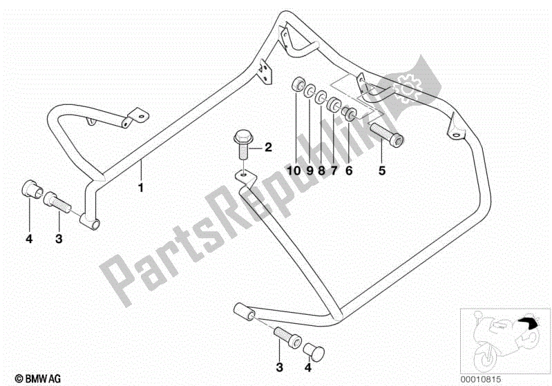 All parts for the Mounting Parts F Rear Protection Bar of the BMW R 1100 RT 259 T 1995 - 2001
