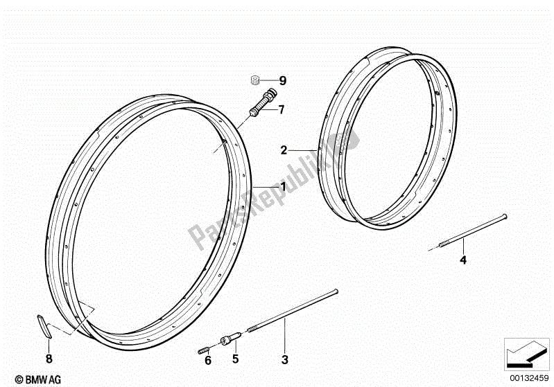 Todas as partes de Raio Da Roda / Raio Da Roda do BMW R 1100 RT 259 T 1995 - 2001