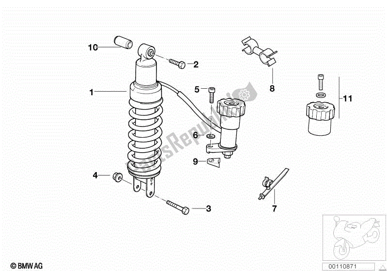 All parts for the Spring Strut, Rear of the BMW R 1100 RT 259 T 1995 - 2001