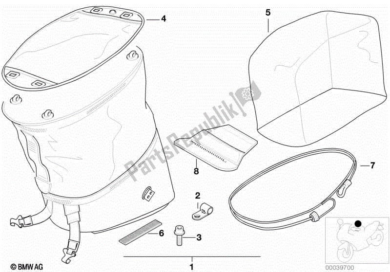 All parts for the Tank-top Bag 99 of the BMW R 1100 RT 259 T 1995 - 2001