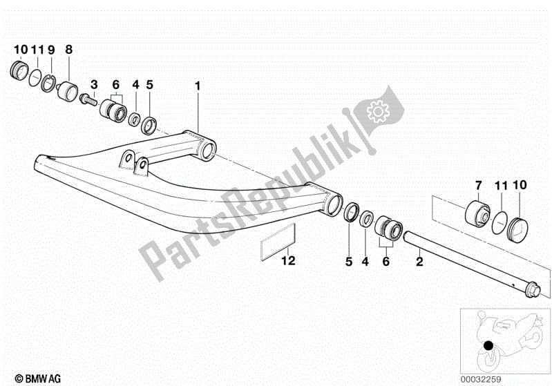 All parts for the Trailing Arm of the BMW R 1100 RT 259 T 1995 - 2001