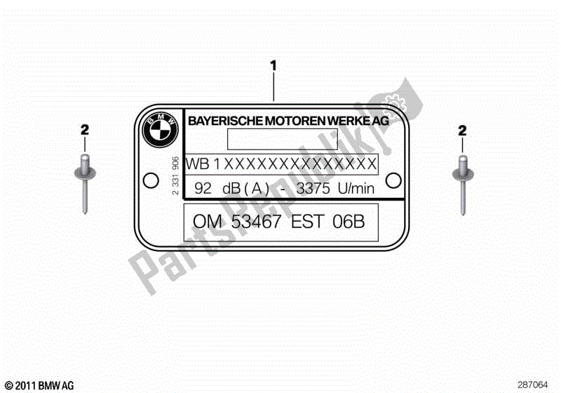 Todas las partes para Placa De Características / Etiqueta De Aviso de BMW R 1100S 259 S 1998 - 2004