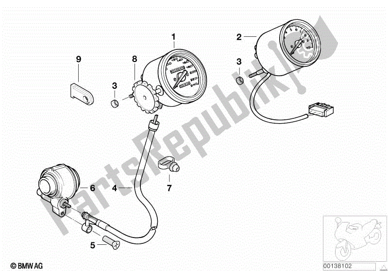 Alle onderdelen voor de Snelheidsmeter / Rev. Teller van de BMW R 1150 GS  21 1999 - 2004