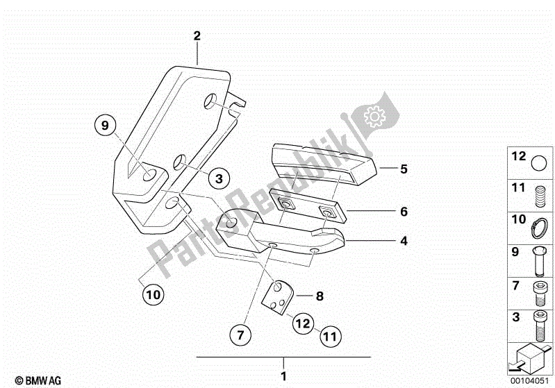 Todas las partes para Reposapiés Trasero Para Maleta De Aluminio de BMW R 1150 GS ADV 21 A 2001 - 2005