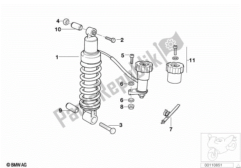 Todas las partes para Puntal De Resorte Trasero Hidráulico de BMW R 1150 GS ADV 21 A 2001 - 2005