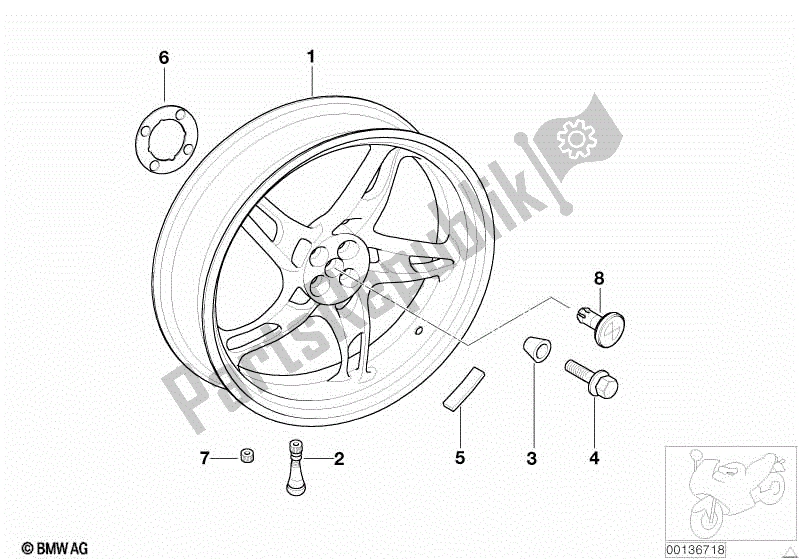 Todas las partes para Llanta De Fundición, Trasera de BMW R 1150R 28 2001 - 2006