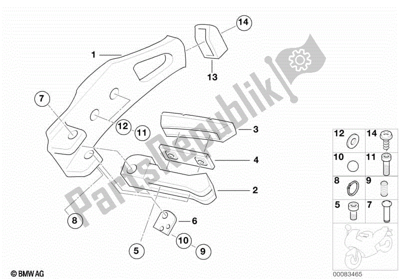 Todas las partes para Placa De Reposapiés / Reposapiés Trasero de BMW R 1150R 28 2001 - 2006