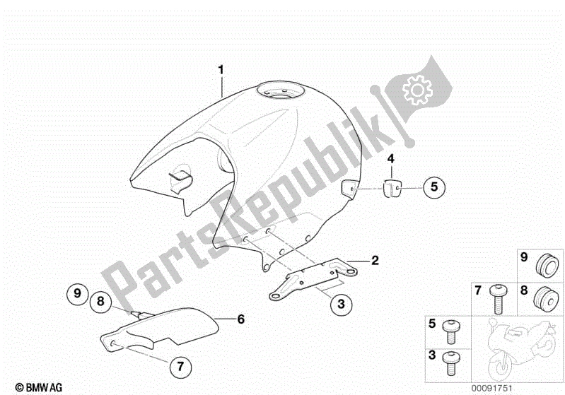 Todas las partes para Depósito De Combustible / Tapa, Derecha de BMW R 1150R 28 2001 - 2006